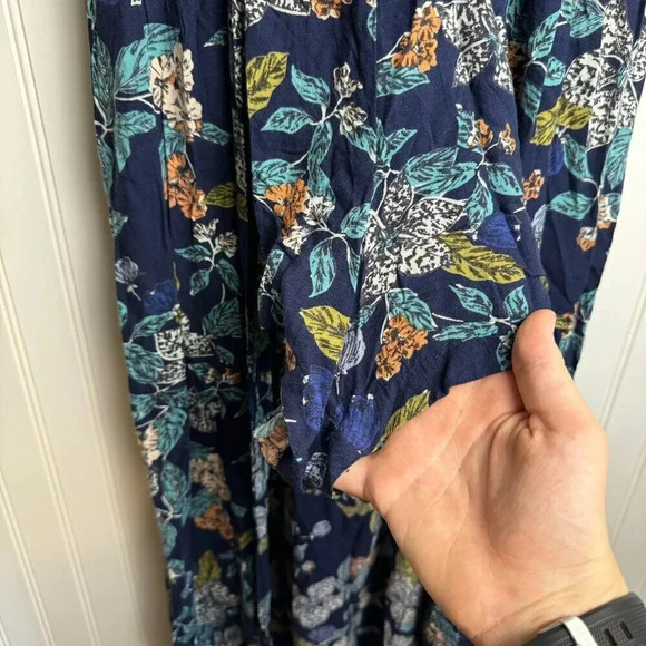 Angie Navy Floral Romper/Maxi Dress Size Large A48 - Picture 5 of 8